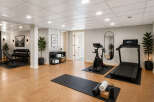 Transform your home into a personal fitness sanctuary with this well-equipped gym space.