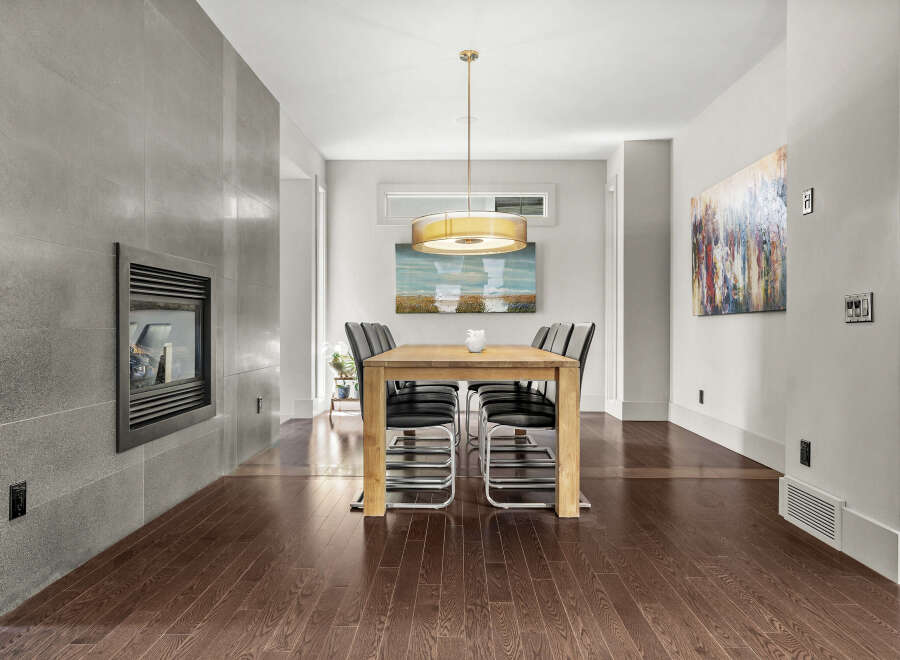 Step into modern elegance with this stunning dining room.
