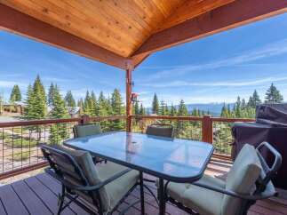Enjoy breathtaking mountain views from this stunning outdoor deck.