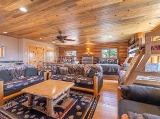 Step into rustic luxury with this stunning cabin retreat.