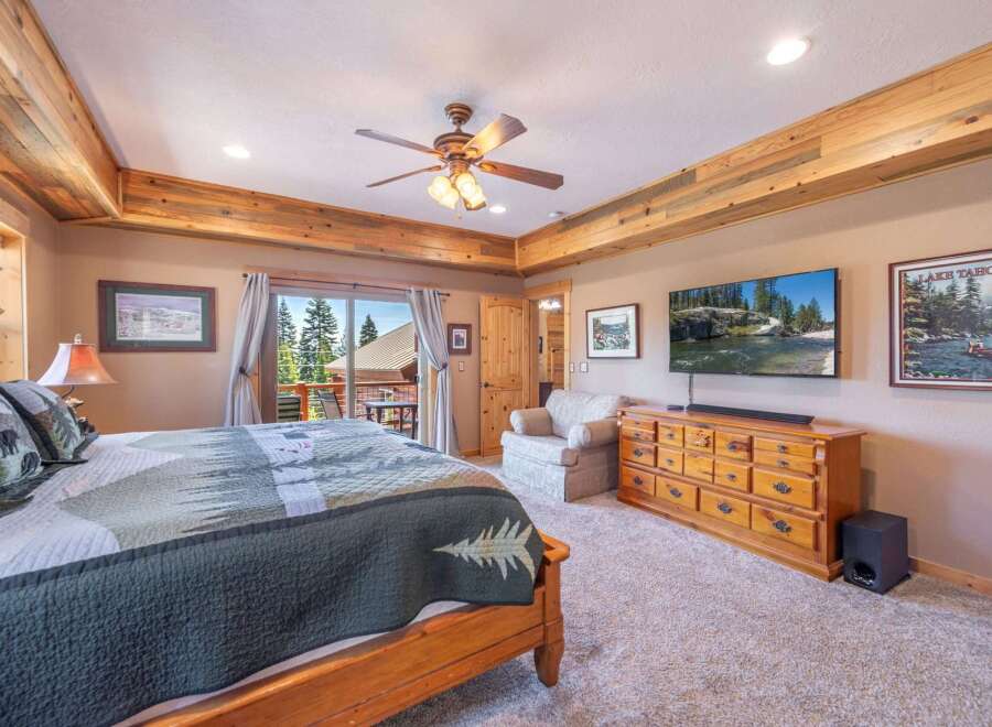 Step into a cozy bedroom retreat with rustic charm.