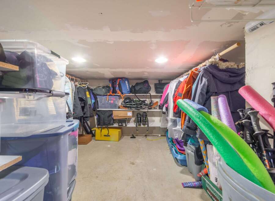 This storage space offers ample room for all your seasonal gear and equipment.
