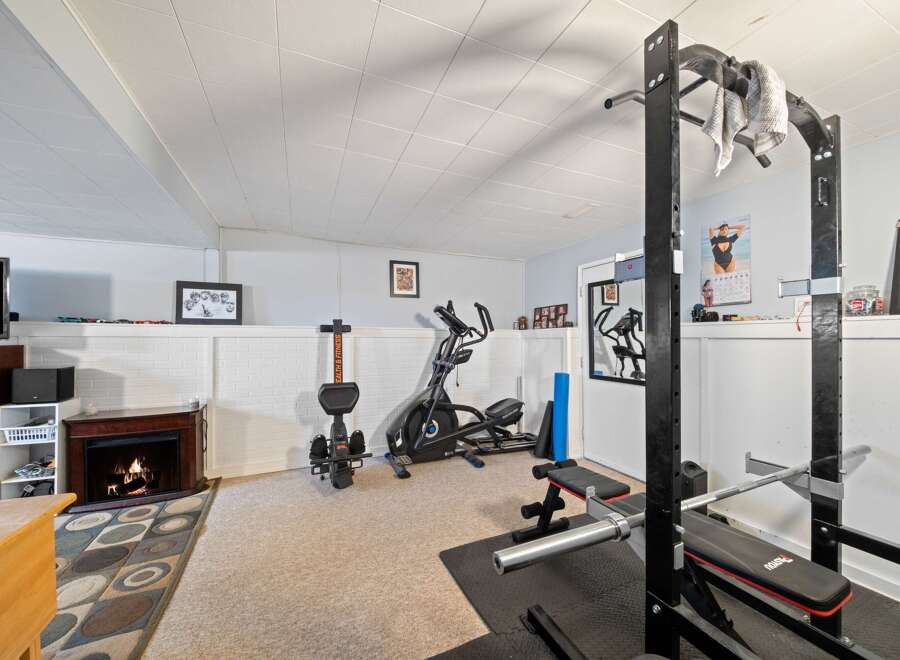 This home gym offers a dedicated space for fitness enthusiasts.
