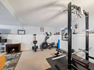 This home gym offers a dedicated space for fitness enthusiasts.
