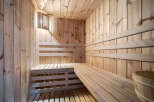 Step into relaxation with this stunning sauna, a perfect addition to any home seeking a touch of luxury and wellness.