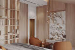 Experience luxury living in this stunning bedroom featuring a modern design and elegant finishes.