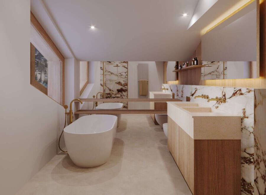 Step into luxury with this stunning bathroom design.