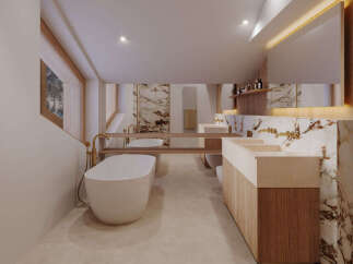 Step into luxury with this stunning bathroom design.
