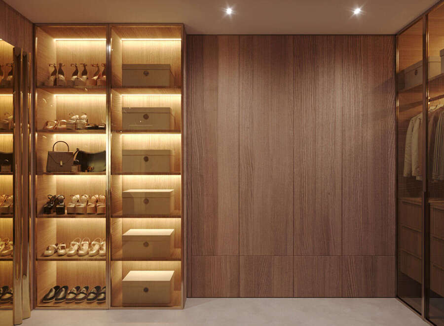 Step into luxury with this stunning walk-in closet, designed to elevate your storage and organization.