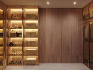 Step into luxury with this stunning walk-in closet, designed to elevate your storage and organization.