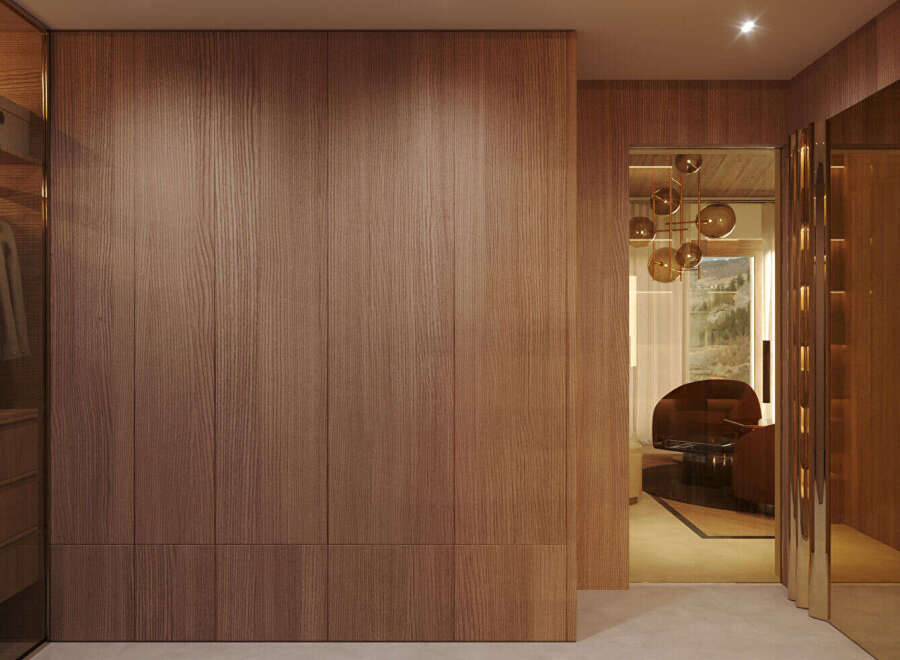 Step into luxury with this stunning property featuring exquisite wooden paneling and a modern design.
