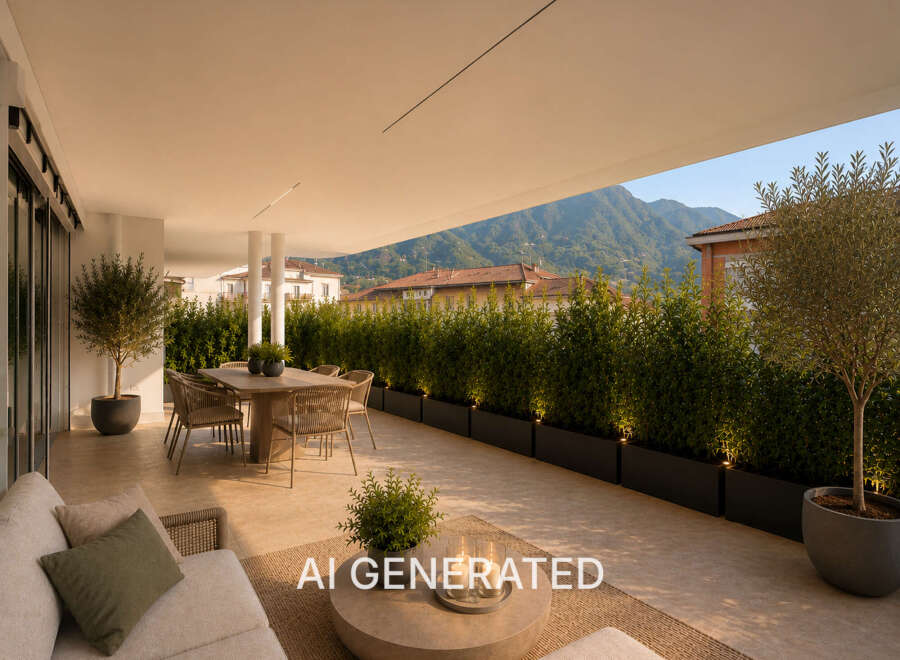 Experience luxurious outdoor living on this expansive terrace, perfect for al fresco dining and relaxation.