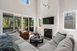 This stunning living room boasts a modern design with a cozy atmosphere.