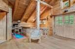Step into a rustic haven with this stunning wooden interior.