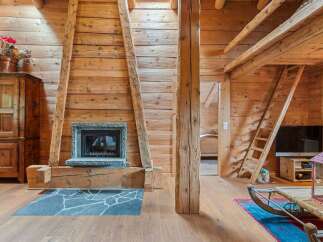 Experience rustic charm in this stunning wooden cabin.