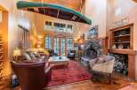 Step into rustic luxury with this stunning cabin-style living room.