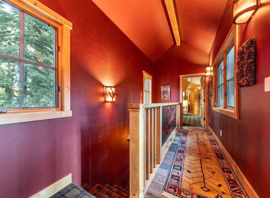 Step into rustic elegance with this stunning hallway.