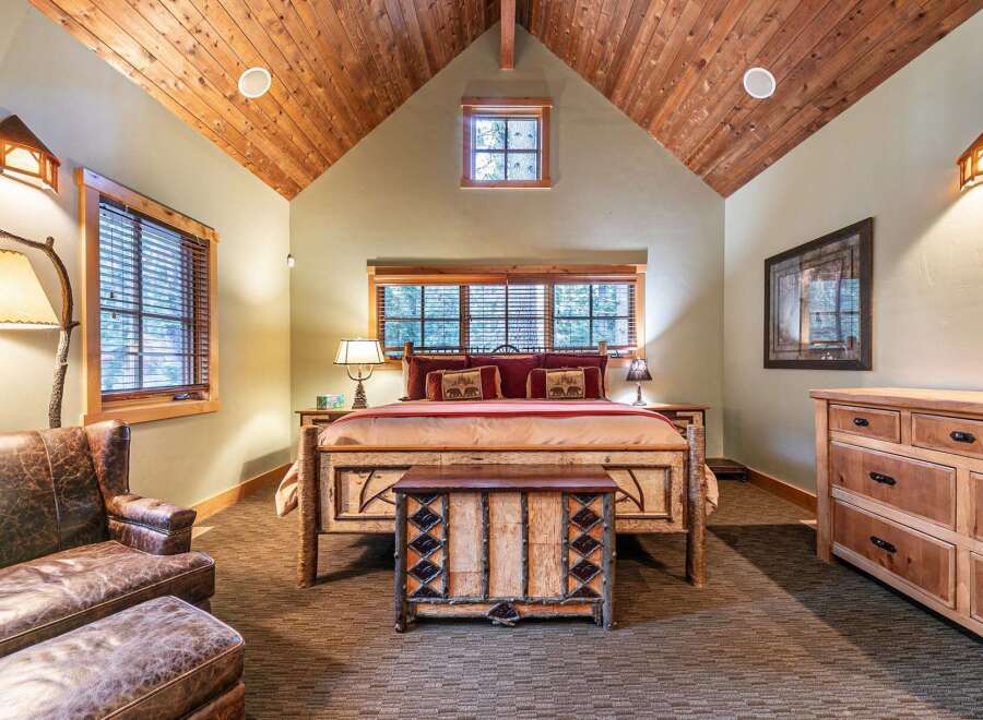 Step into rustic elegance with this stunning bedroom.
