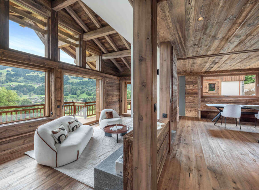 Experience the epitome of rustic luxury in this stunning wooden chalet.