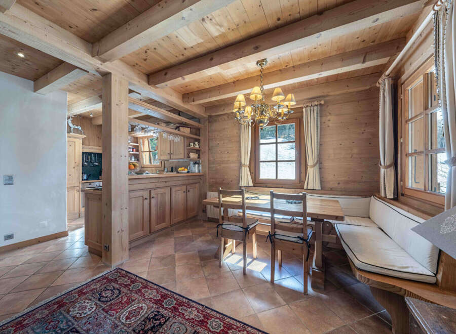Step into rustic elegance with this charming dining area.
