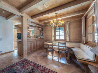 Step into rustic elegance with this charming dining area.