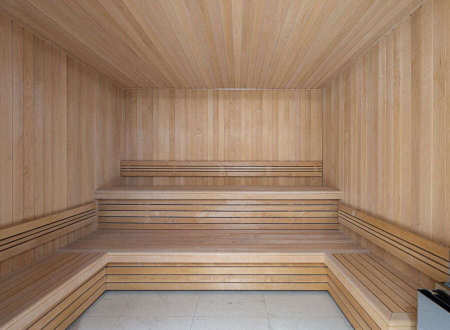 Step into relaxation with this stunning sauna, a perfect addition to any luxury home.
