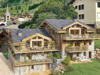 Experience luxury mountain living in this stunning chalet, featuring a multi-level design with expansive balconies offering breathtaking views.
