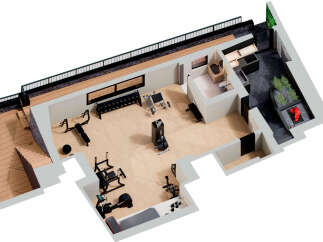 This stunning property boasts a state-of-the-art home gym, perfect for fitness enthusiasts.
