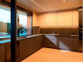 This stunning kitchen boasts modern design and high-end finishes.