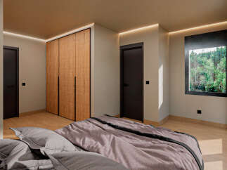 Step into a serene bedroom retreat, designed with modern elegance in mind.