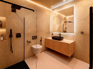 Experience luxury in this stunning bathroom featuring a modern design.