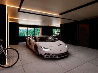 Experience luxury living with this stunning property featuring a modern garage.