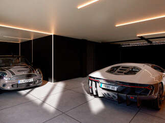 Experience luxury living with this stunning property featuring a modern garage.