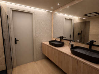 Step into modern luxury with this stunning bathroom design.