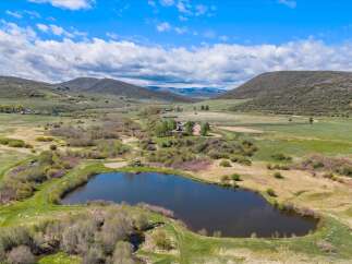 Discover the tranquility of this stunning property, featuring a serene lake and lush green surroundings.