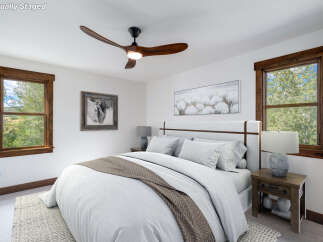Step into a serene bedroom retreat, designed for ultimate comfort and style.