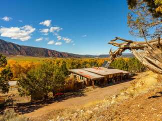 Nestled in a picturesque landscape, this property offers a unique blend of rustic charm and natural beauty.