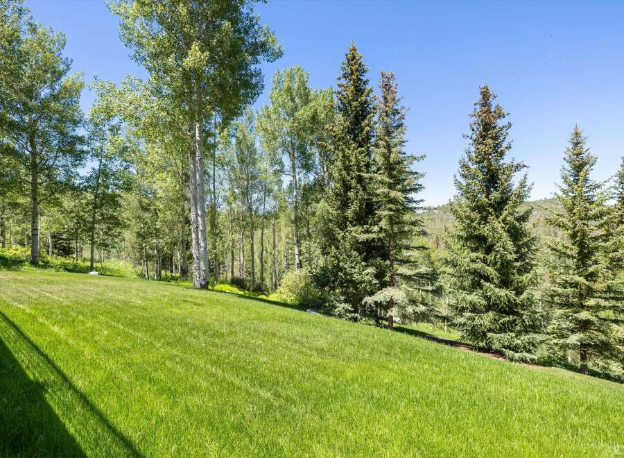 Enjoy the serene beauty of this property, featuring a lush, manicured lawn perfect for outdoor activities.