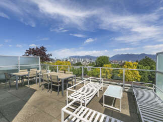 Enjoy breathtaking city and mountain views from this stunning rooftop patio.