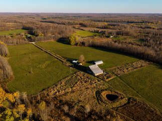 Discover this expansive rural property featuring a charming farmhouse and a large barn, perfect for agricultural pursuits or a private retreat.