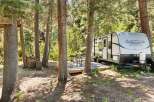 Experience the perfect blend of nature and comfort with this charming campsite featuring a Springdale Summerland Series Mini travel trailer.