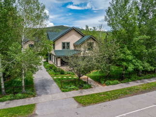 Nestled amidst lush greenery and mature trees, this charming home offers a serene retreat.