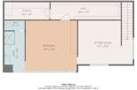 Discover this spacious floor plan featuring a large bedroom, a comfortable sitting room, and a convenient utility area.