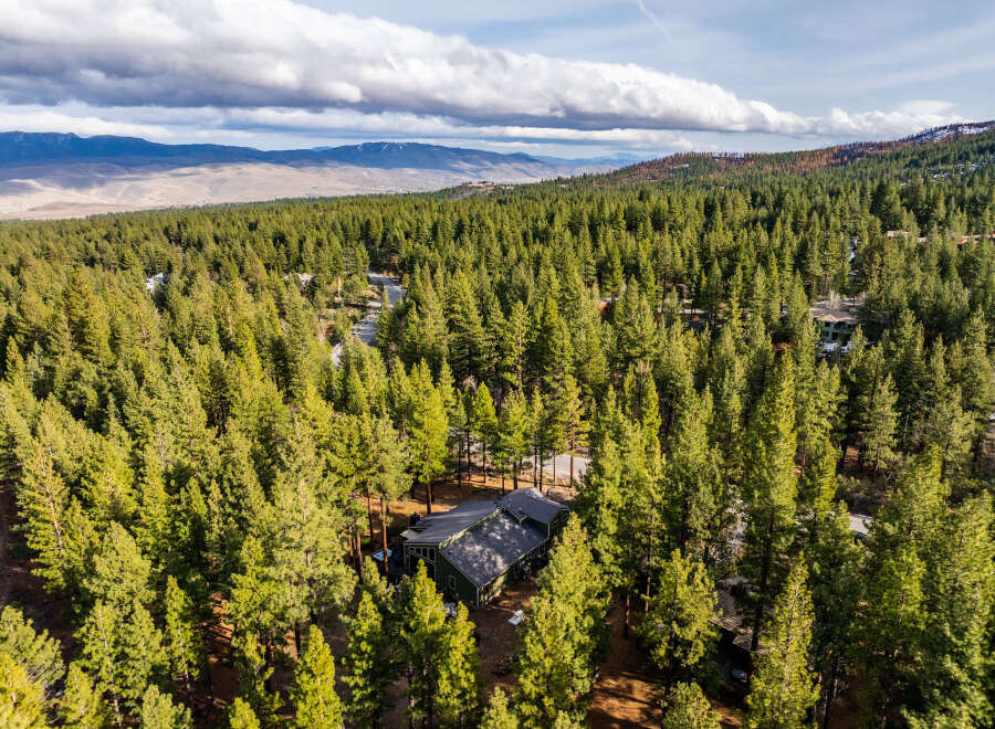Nestled amidst a dense forest of mature pine trees, this secluded property offers a tranquil retreat.