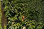 Nestled amidst a lush forest, this property offers a serene retreat with a charming cabin and a winding river.