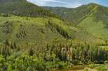 Nestled amidst rolling green hills and dense evergreen forests, this property offers a serene mountain retreat.
