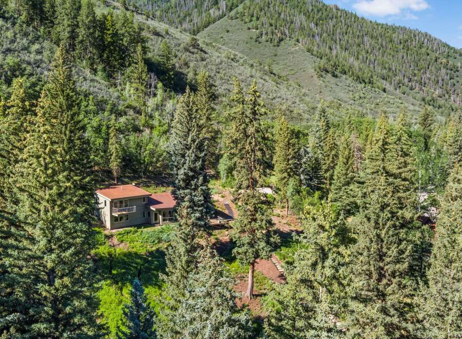 Nestled amidst a lush forest, this secluded home offers a tranquil retreat with stunning natural surroundings.