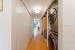 This hallway features a stacked LG washer and dryer unit, perfect for maximizing space in your laundry area.
