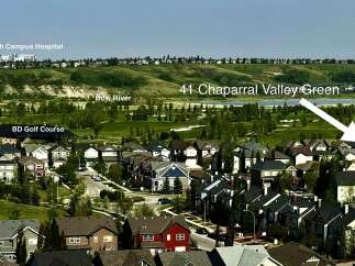 Discover luxurious living at 41 Chaparral Valley Green, offering stunning views of the Bow River and the prestigious BD Golf Course.