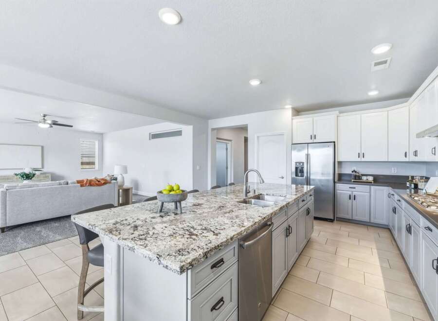 Experience modern living in this spacious open-concept kitchen and living area.